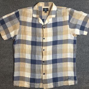 STEVE HARVEY Men’s Button Up Shirt Size XL Short Sleeve Plaid Soft Woven Fabric